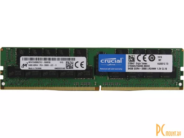DDR4, 64GB, PC21300 (2666MHz), Crucial CT64G4LFQ4266
